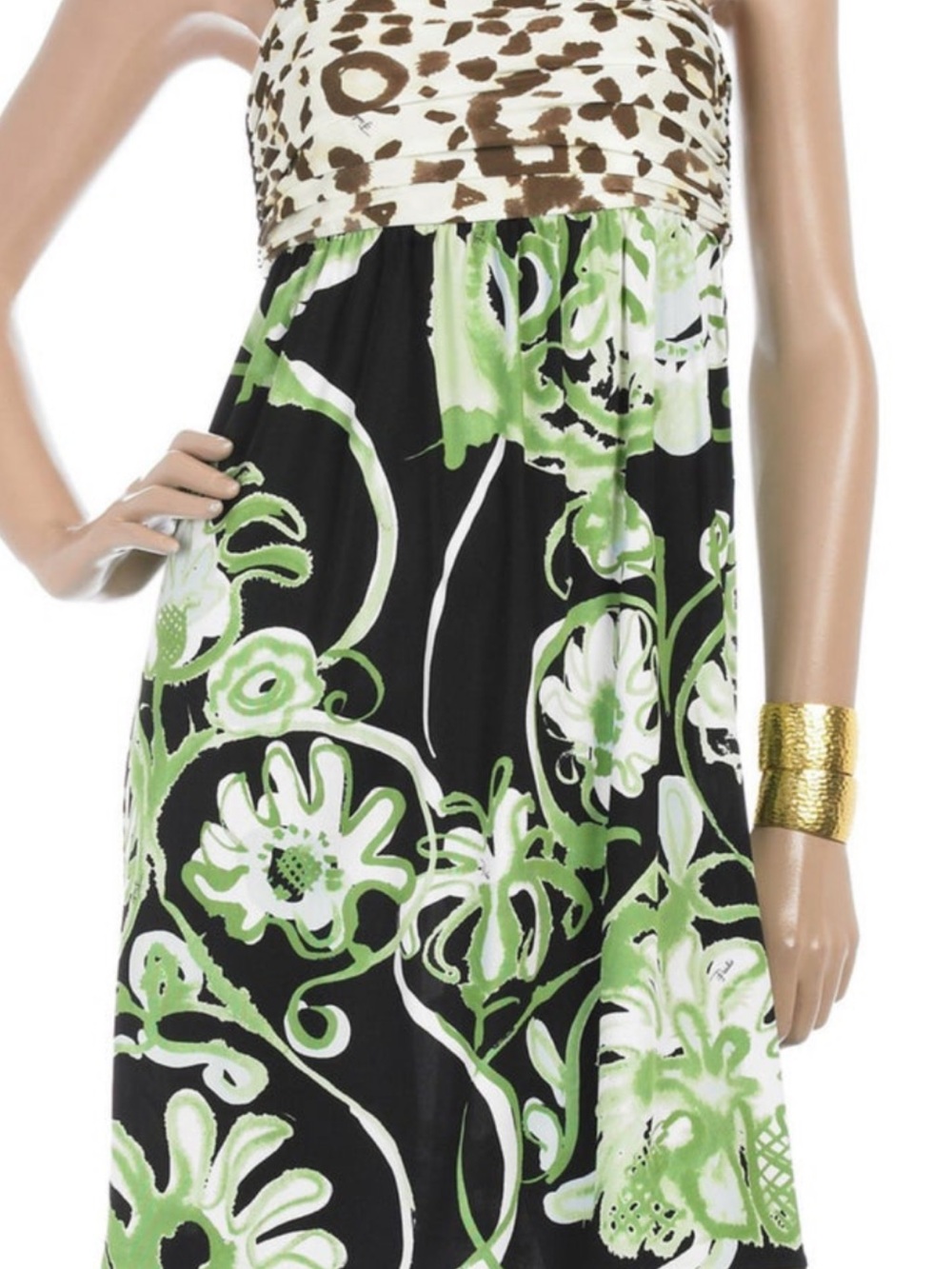 Emilio Pucci Black and Green Abstract Print Dress - Picture 10 of 10